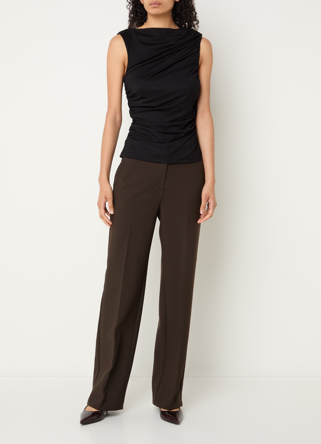Selected Mira top met boothals - voorkant 2 zwart