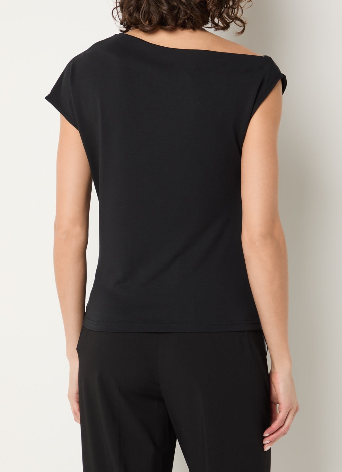 Selected Molly asymmetrische top met boothals - achterkant zwart
