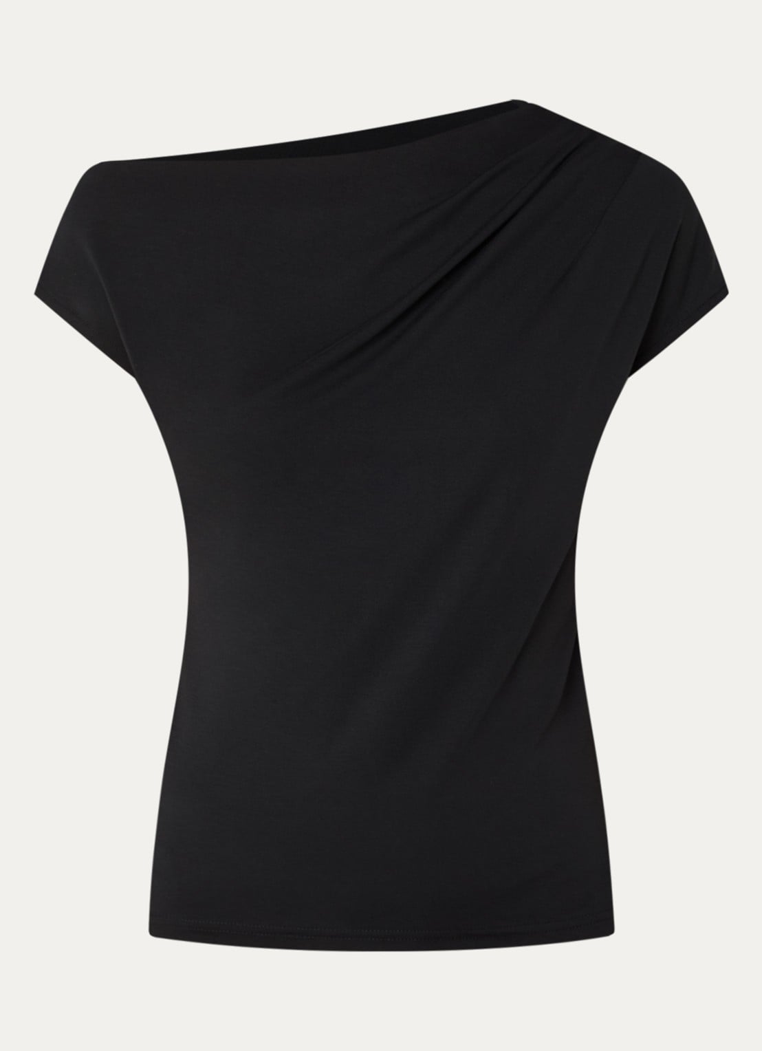 Selected Molly asymmetrische top met boothals - voorkant 3 zwart
