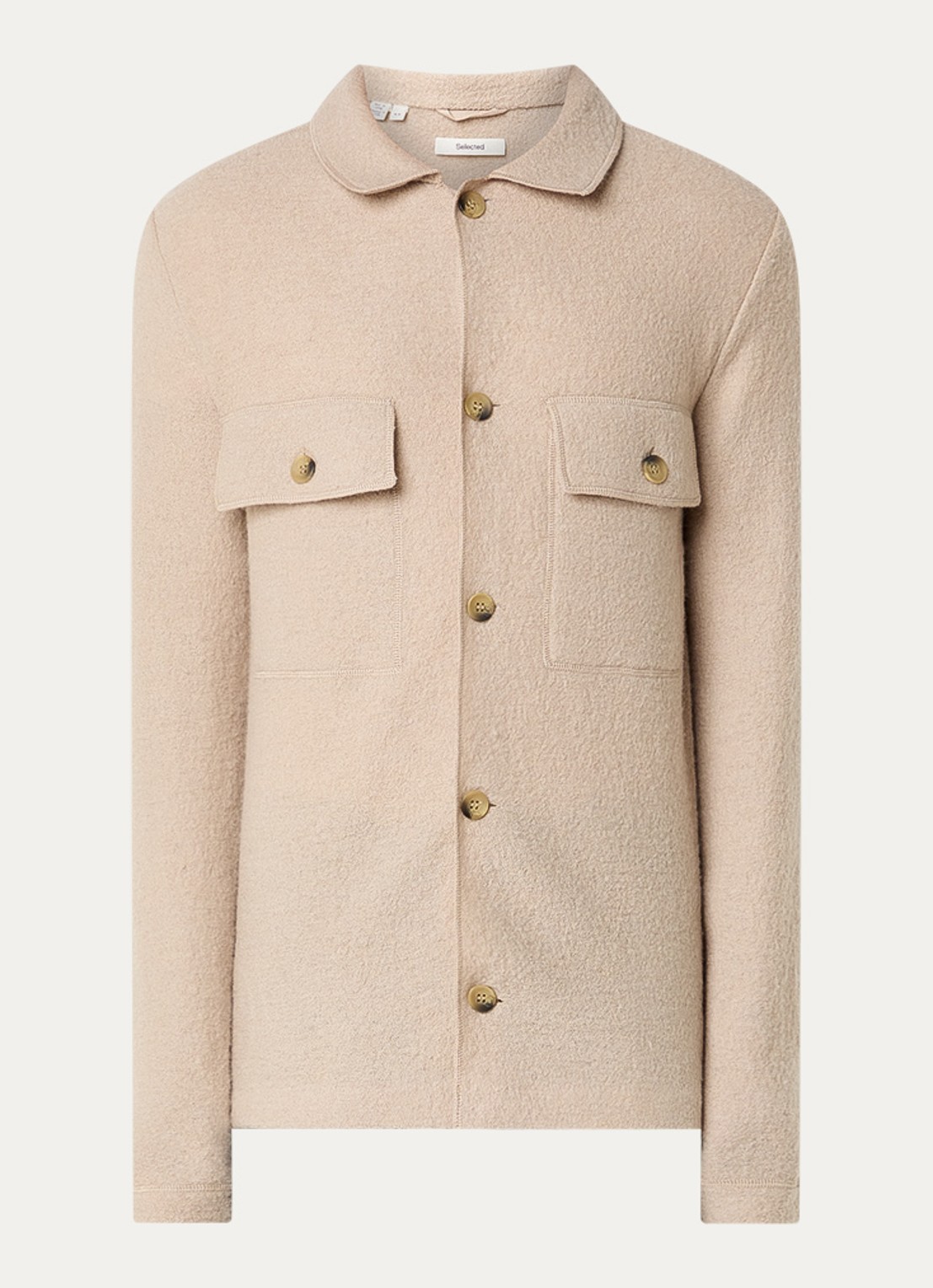 Selected Nealy overshirt van wol - voorkant 2 beige