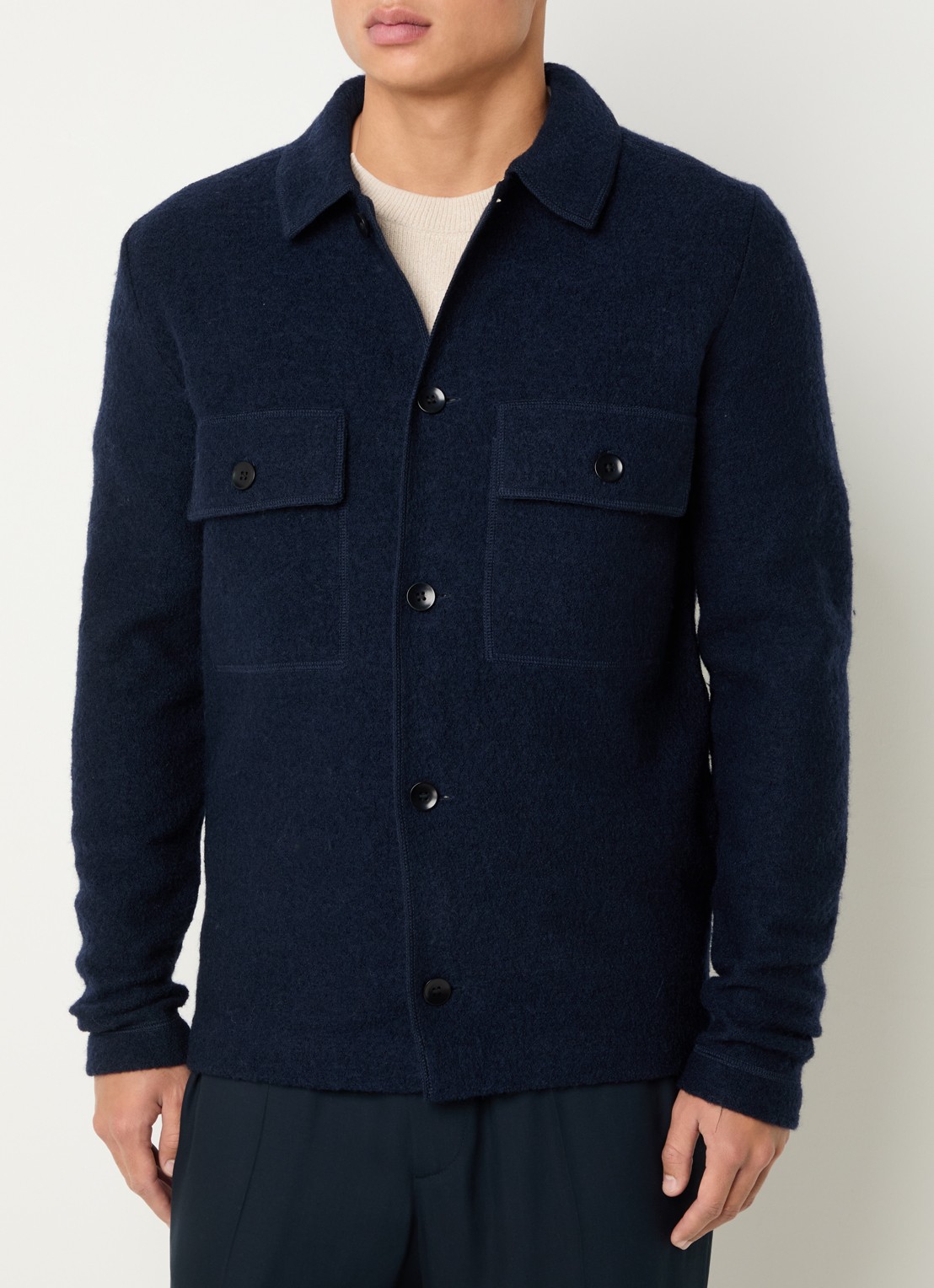 Selected Nealy overshirt van wol - detail 3 donkerblauw