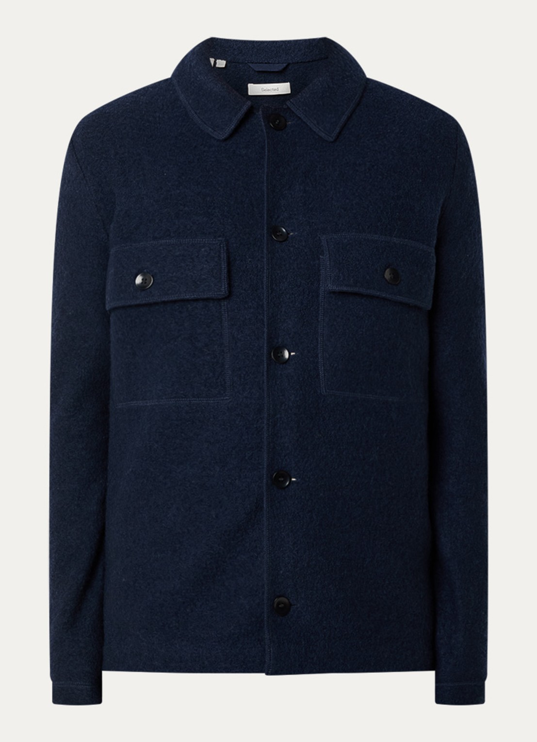 Selected Nealy overshirt van wol - voorkant donkerblauw