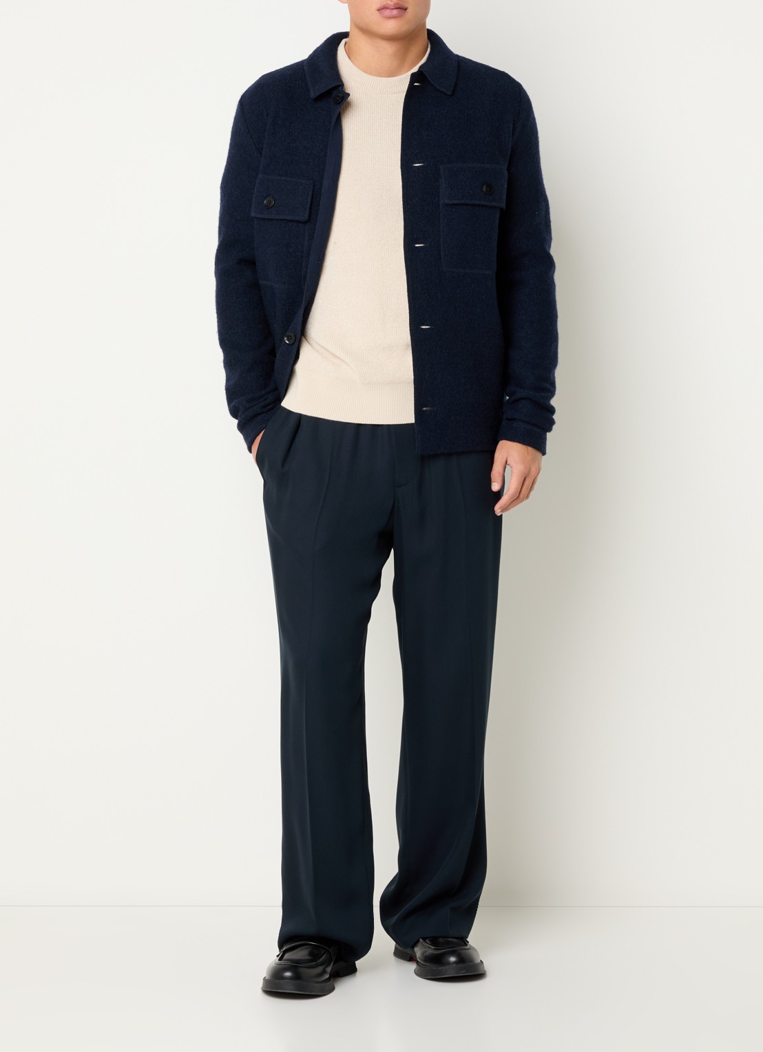 Selected Nealy overshirt van wol - voorkant 2 donkerblauw