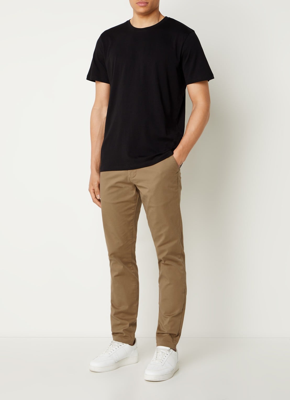 Selected New Miles slim fit chino met steekzakken - voorkant 3 khaki