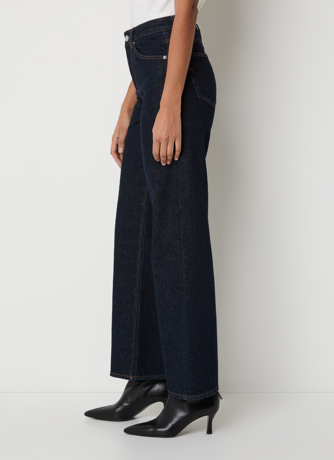 Selected Noos mid waist straight leg jeans met donkere wassing - detail 5 indigo
