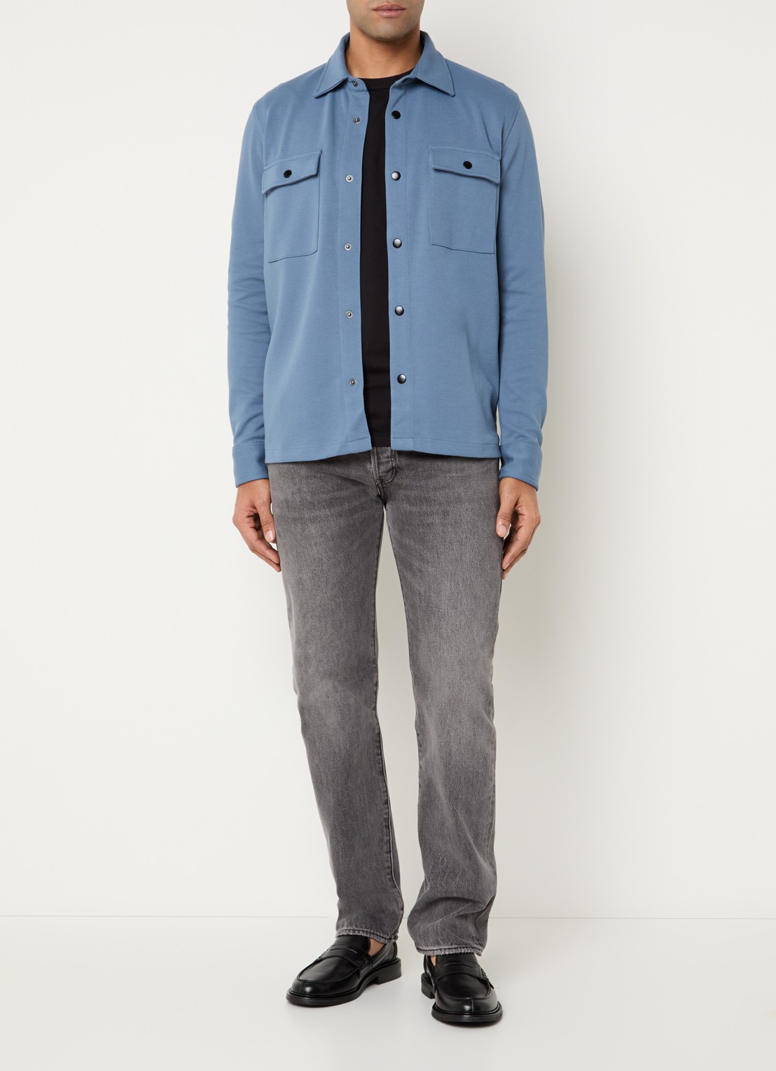 Selected Noos overshirt met borstzakken - voorkant 3 blauw