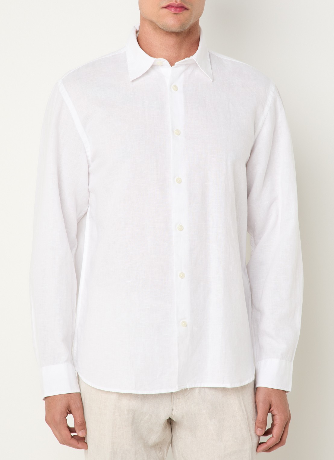 Selected Noos regular fit overhemd in linnenblend - detail 4 wit