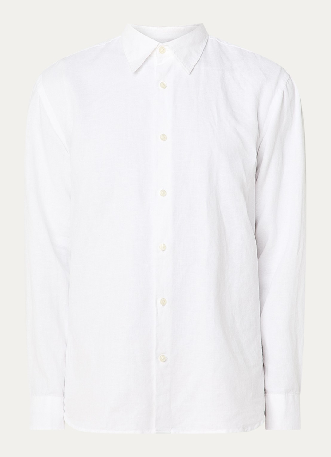 Selected Noos regular fit overhemd in linnenblend - voorkant 2 wit