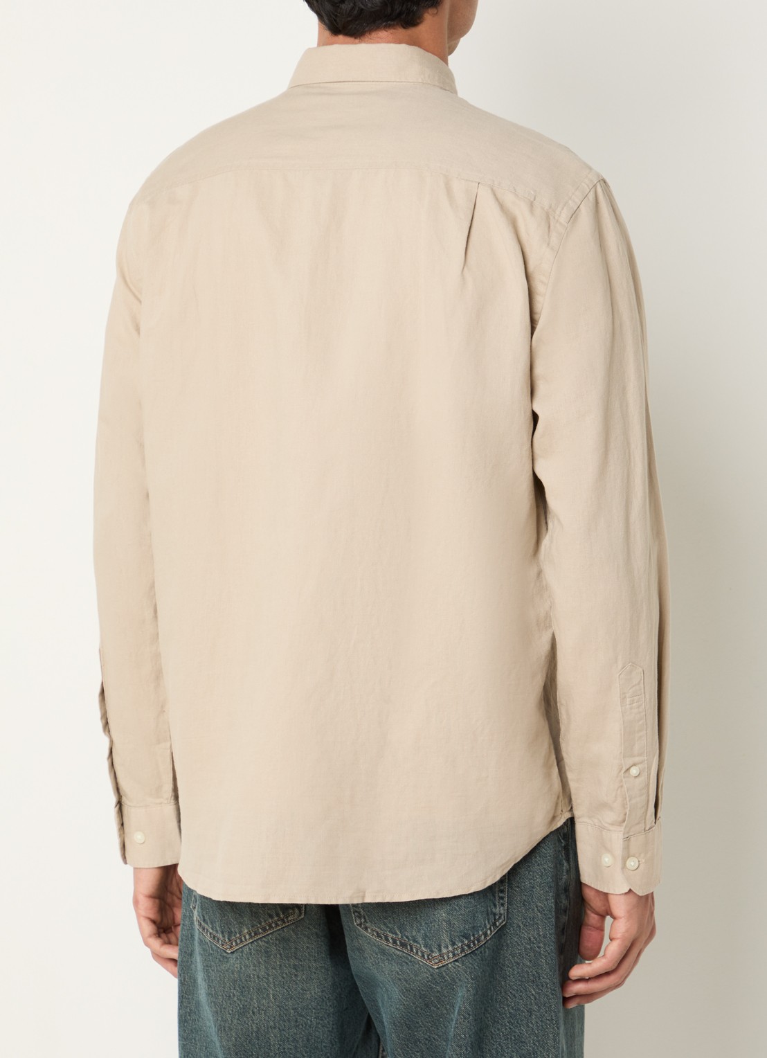 Selected Noos regular fit overhemd in linnenblend - achterkant khaki