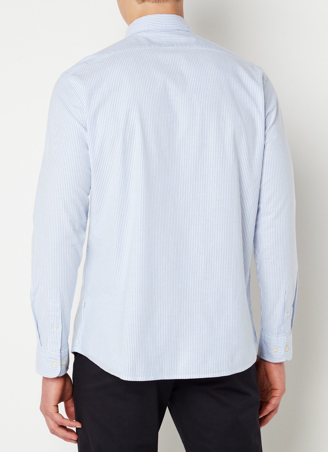 Selected Noos regular fit overhemd met borstzak en streepprint - achterkant lichtblauw