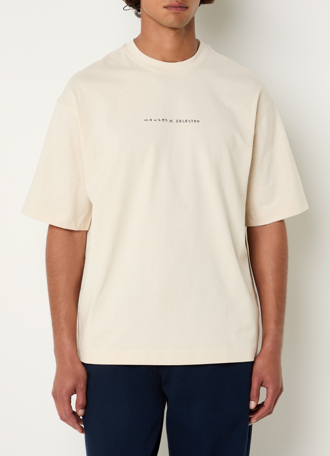 Selected Norman T-shirt met logo- en backprint - achterkant 4 beige