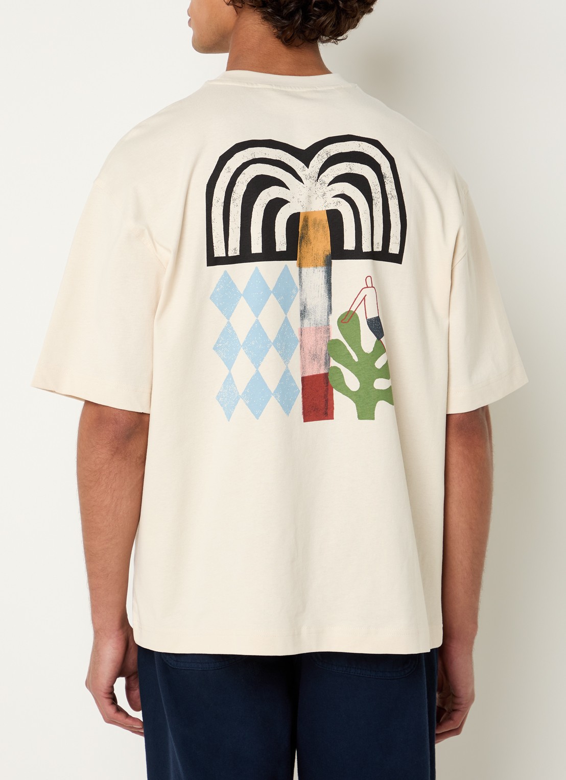 Selected Norman T-shirt met logo- en backprint - detail 3 beige