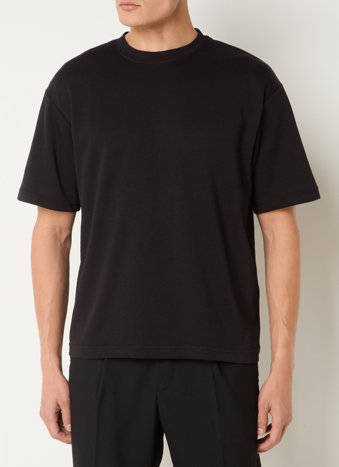 Selected Oscar T-shirt met stretch - detail 3 zwart