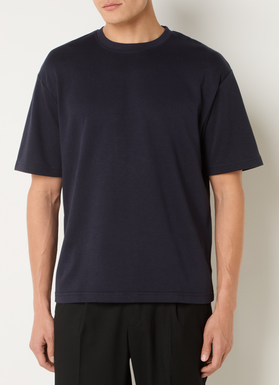 Selected Oscar T-shirt met stretch - detail 3 donkerblauw