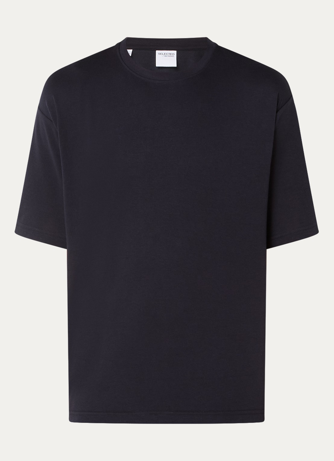 Selected Oscar T-shirt met stretch - voorkant donkerblauw