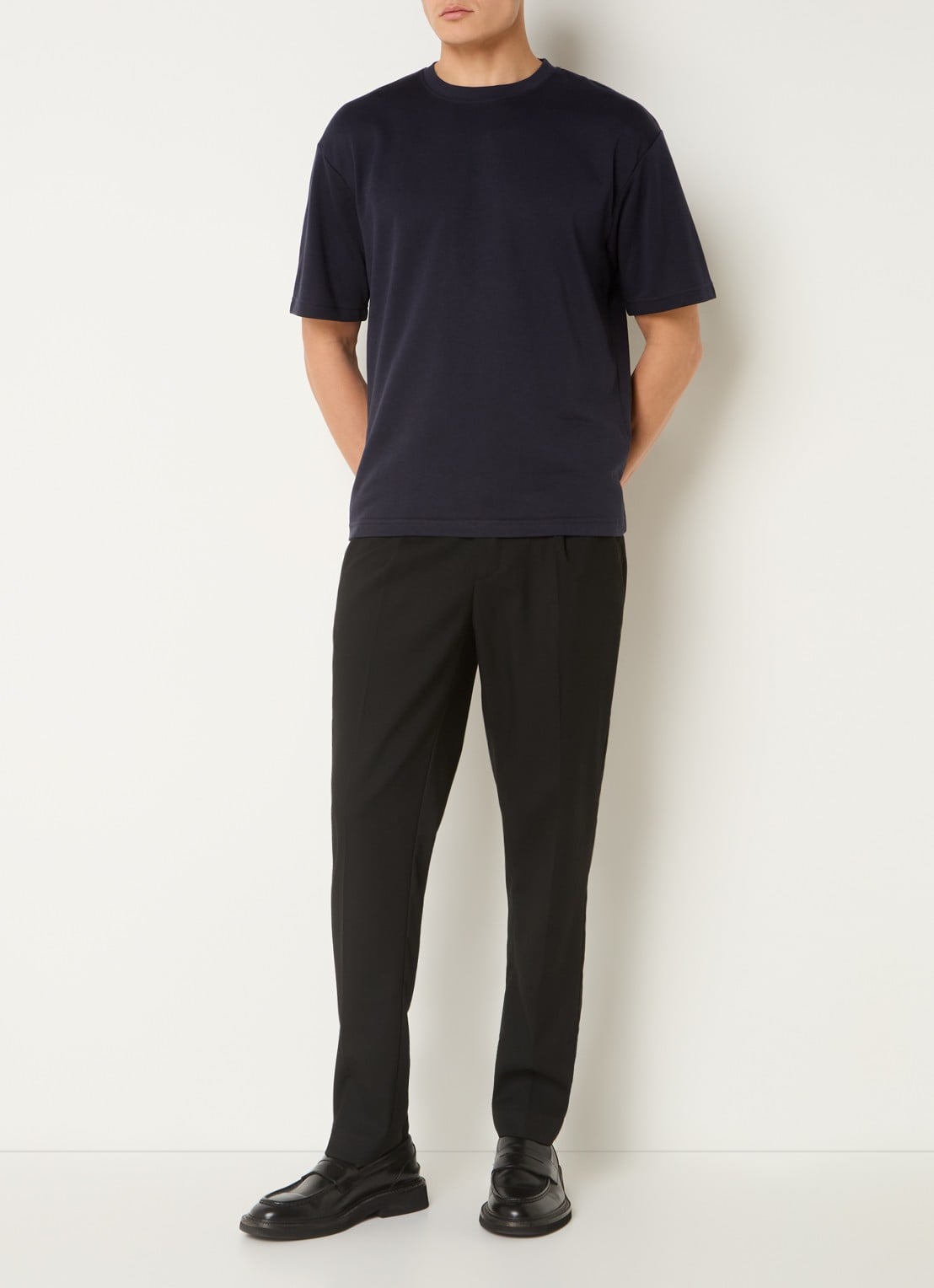 Selected Oscar T-shirt met stretch - voorkant 2 donkerblauw