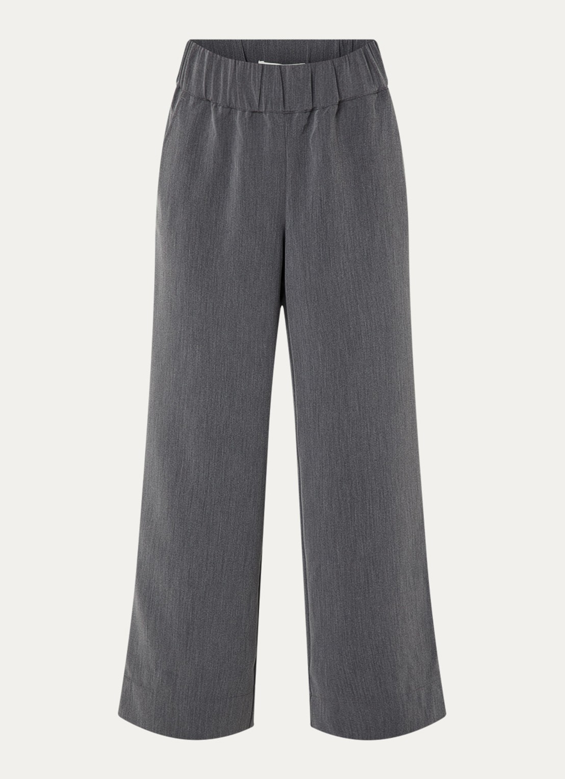 Selected Patricia mid waist wide fit pantalon met steekzakken - voorkant donkergrijs