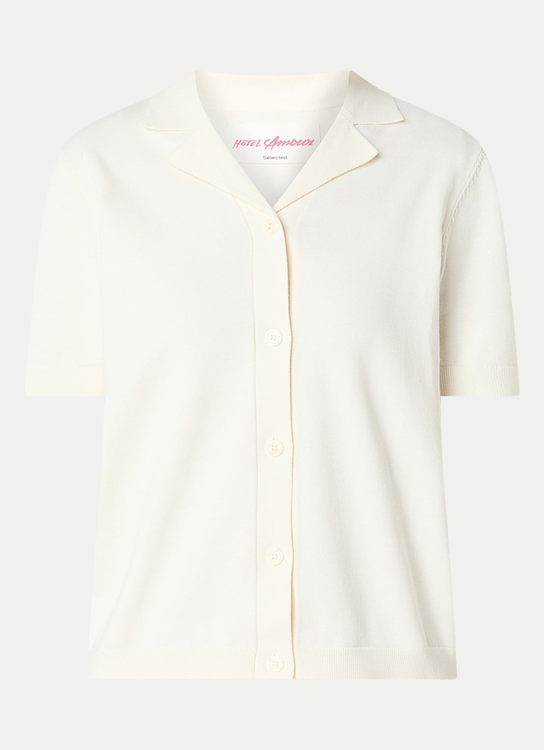Selected Polo met backprint - voorkant 3 gebroken wit