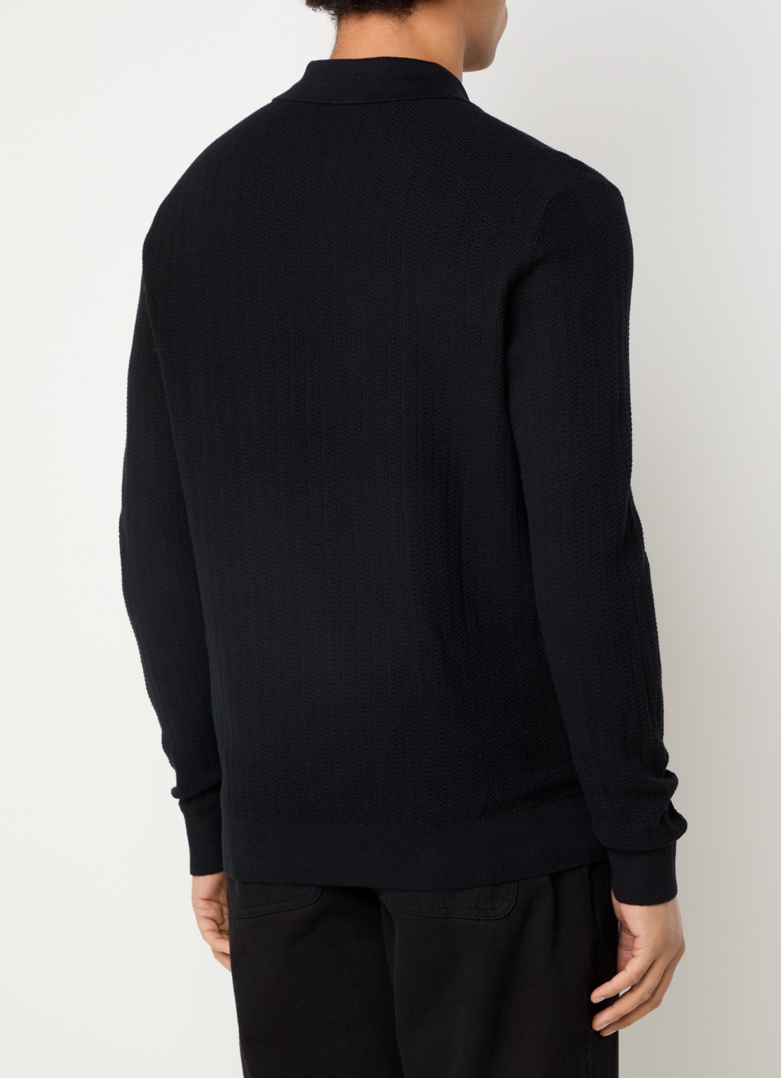 Selected Ran regular fit polo met halve rits - achterkant zwart