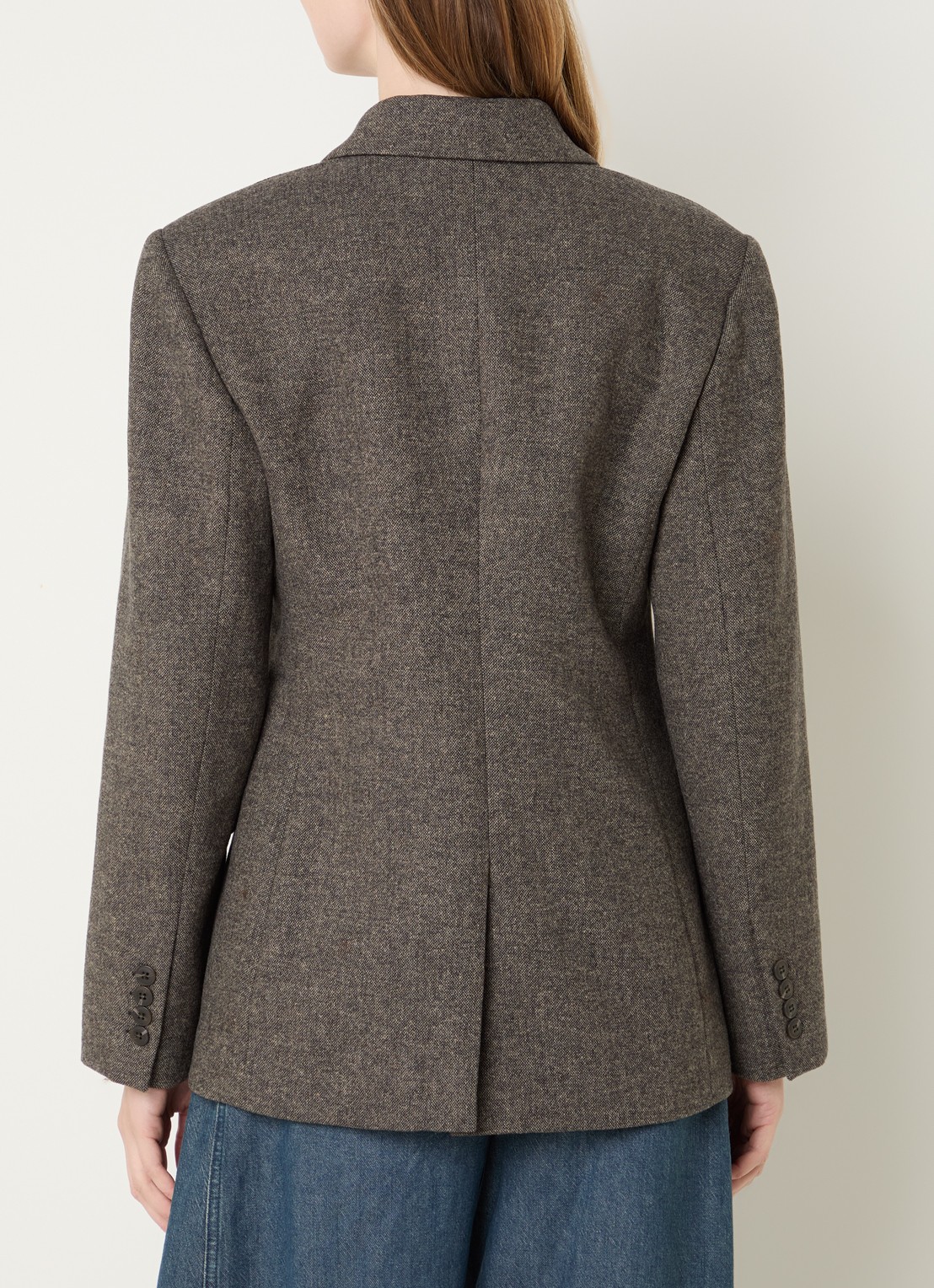 Selected Reeda getailleerde blazer in wolblend met klepzakken - achterkant bruin