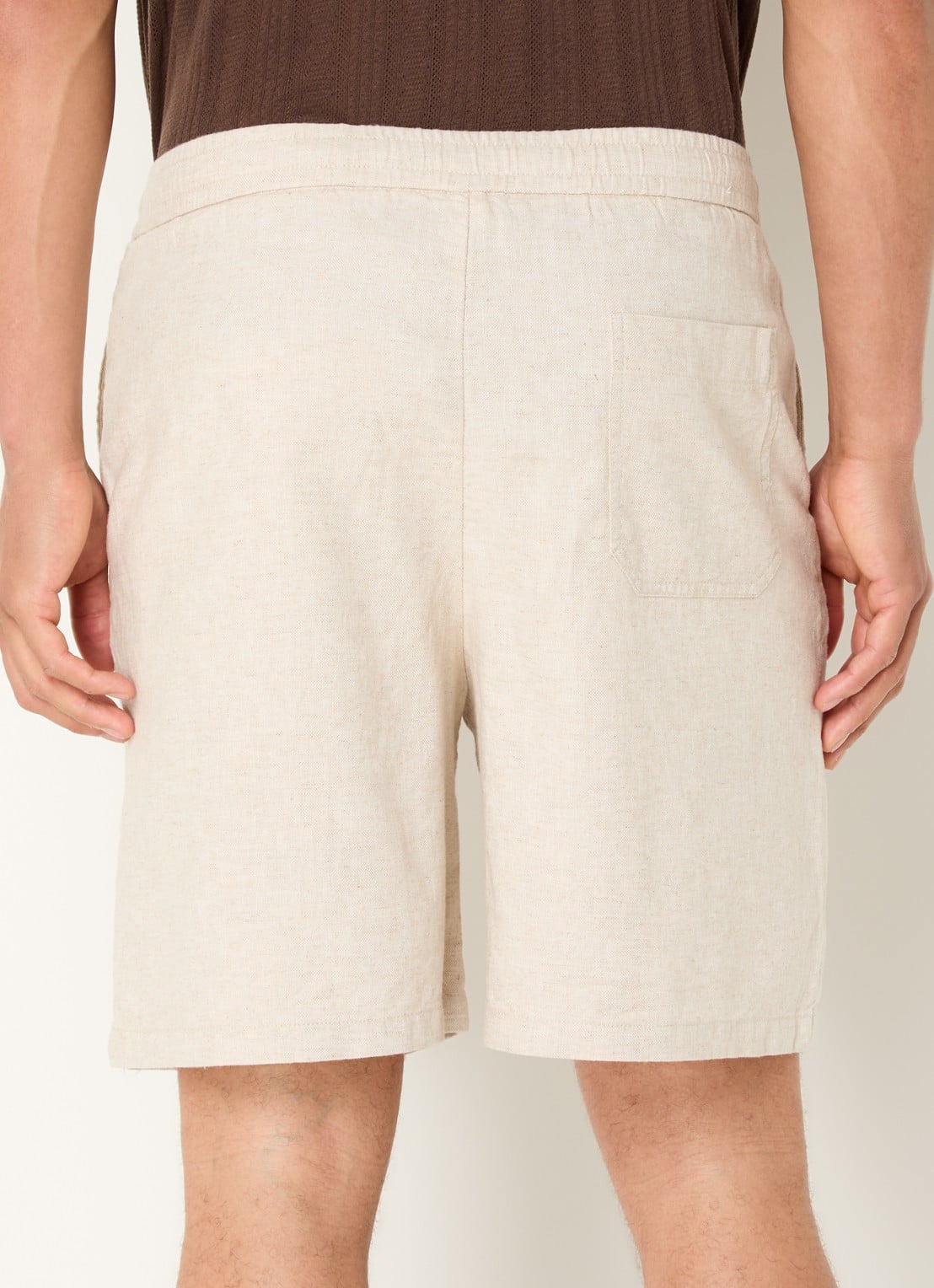 Selected Reg-Harvey loose fit korte broek in linnenblend - achterkant 4 beige