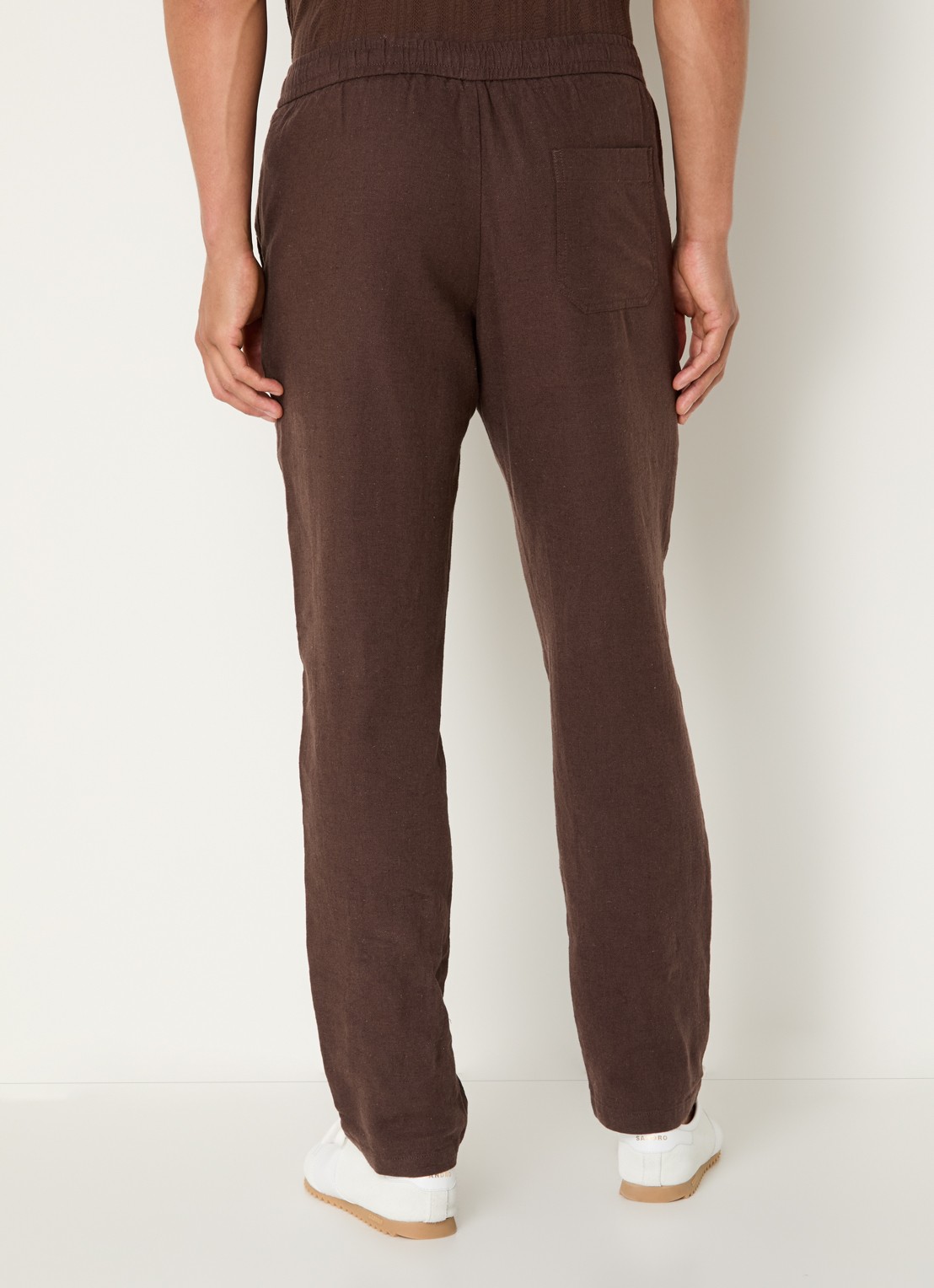 Selected Reg-Harvey straight fit broek in linnenblend - achterkant 5 bruin