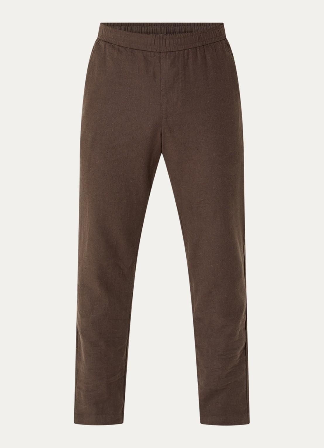 Selected Reg-Harvey straight fit broek in linnenblend - voorkant 3 bruin