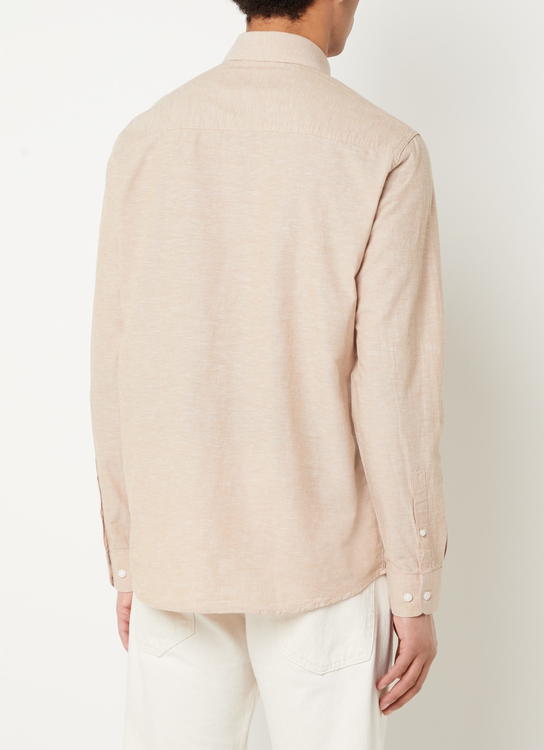 Selected Regnew regular fit overhemd in linnenblend - achterkant beige