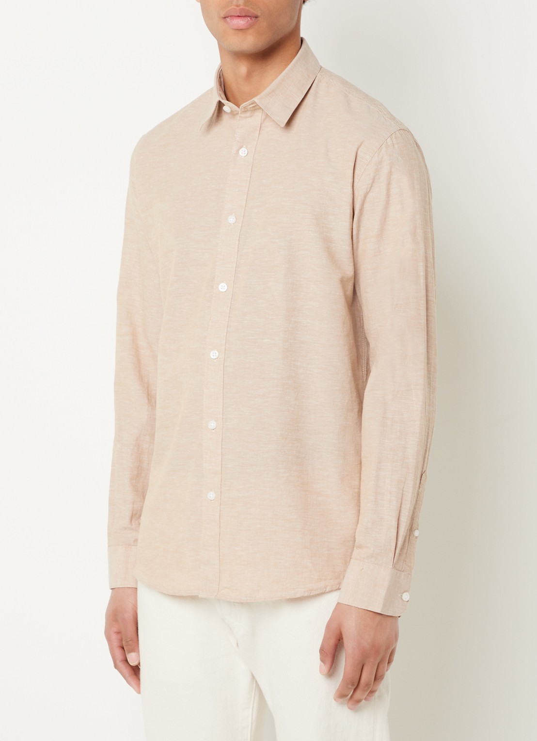 Selected Regnew regular fit overhemd in linnenblend - detail 2 beige