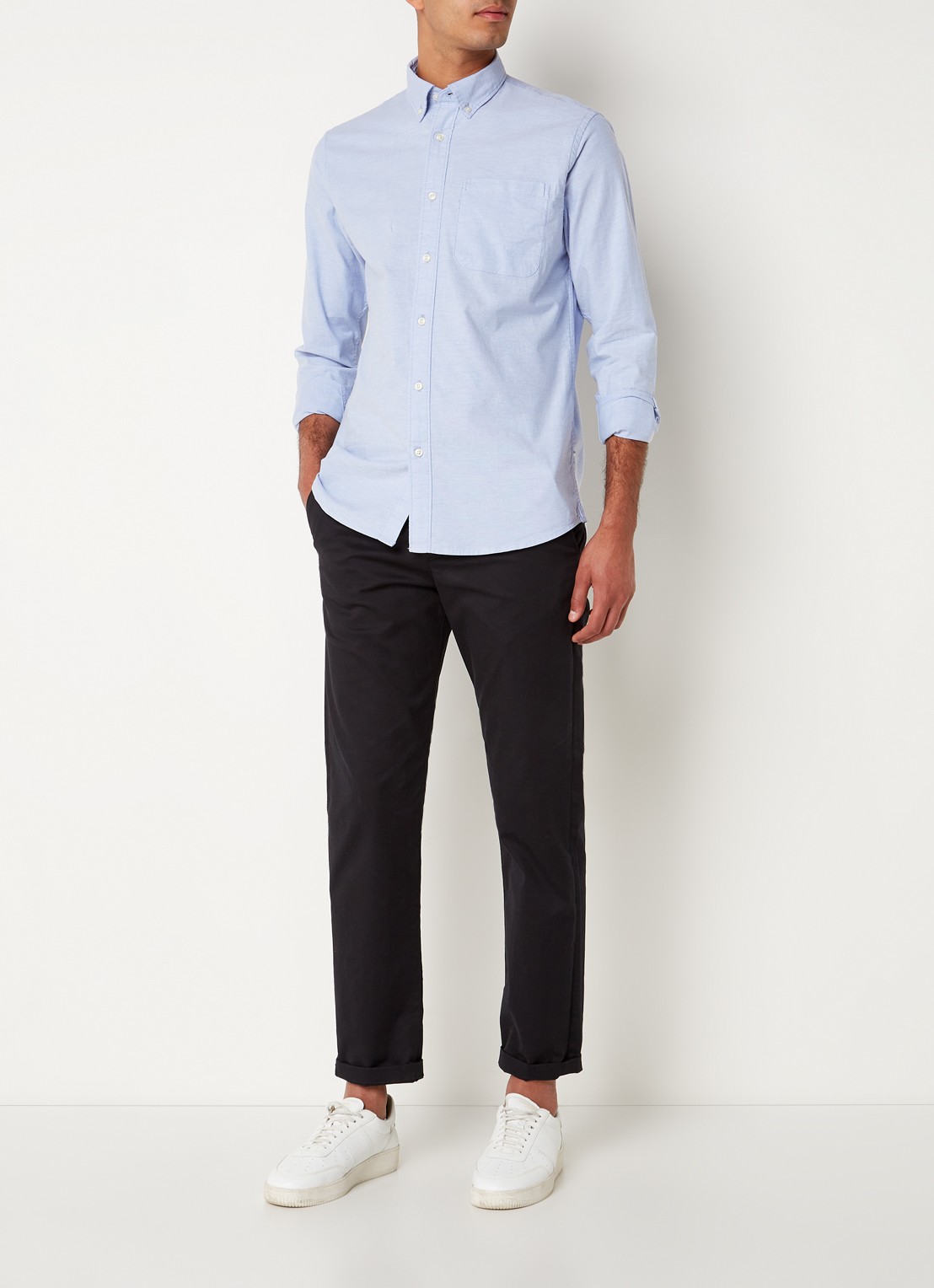 Selected Regrick regular fit overhemd van  katoen met borstzak - voorkant 4 lichtblauw