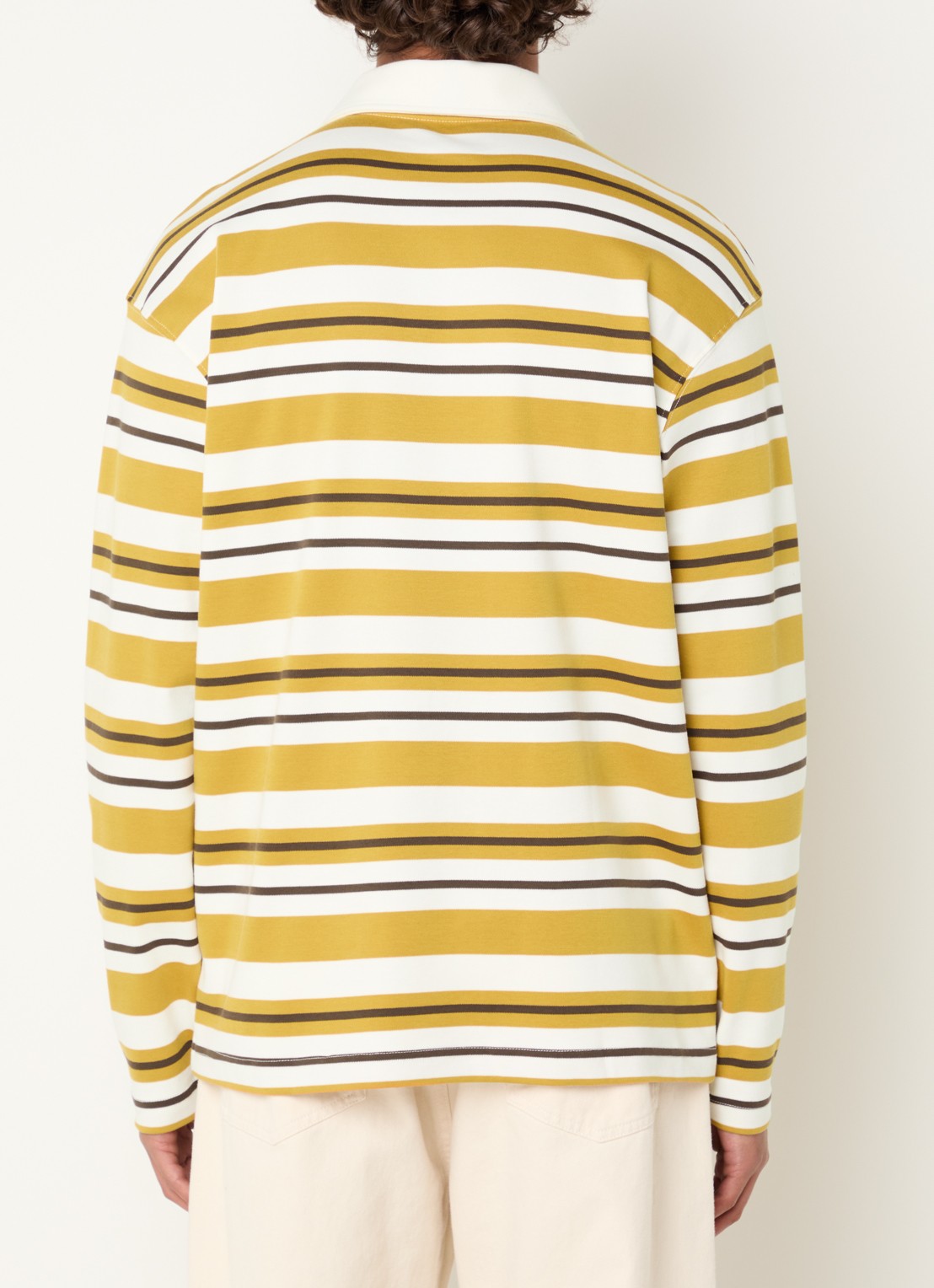 Selected Reguar fit polo met streepprint - achterkant okergeel