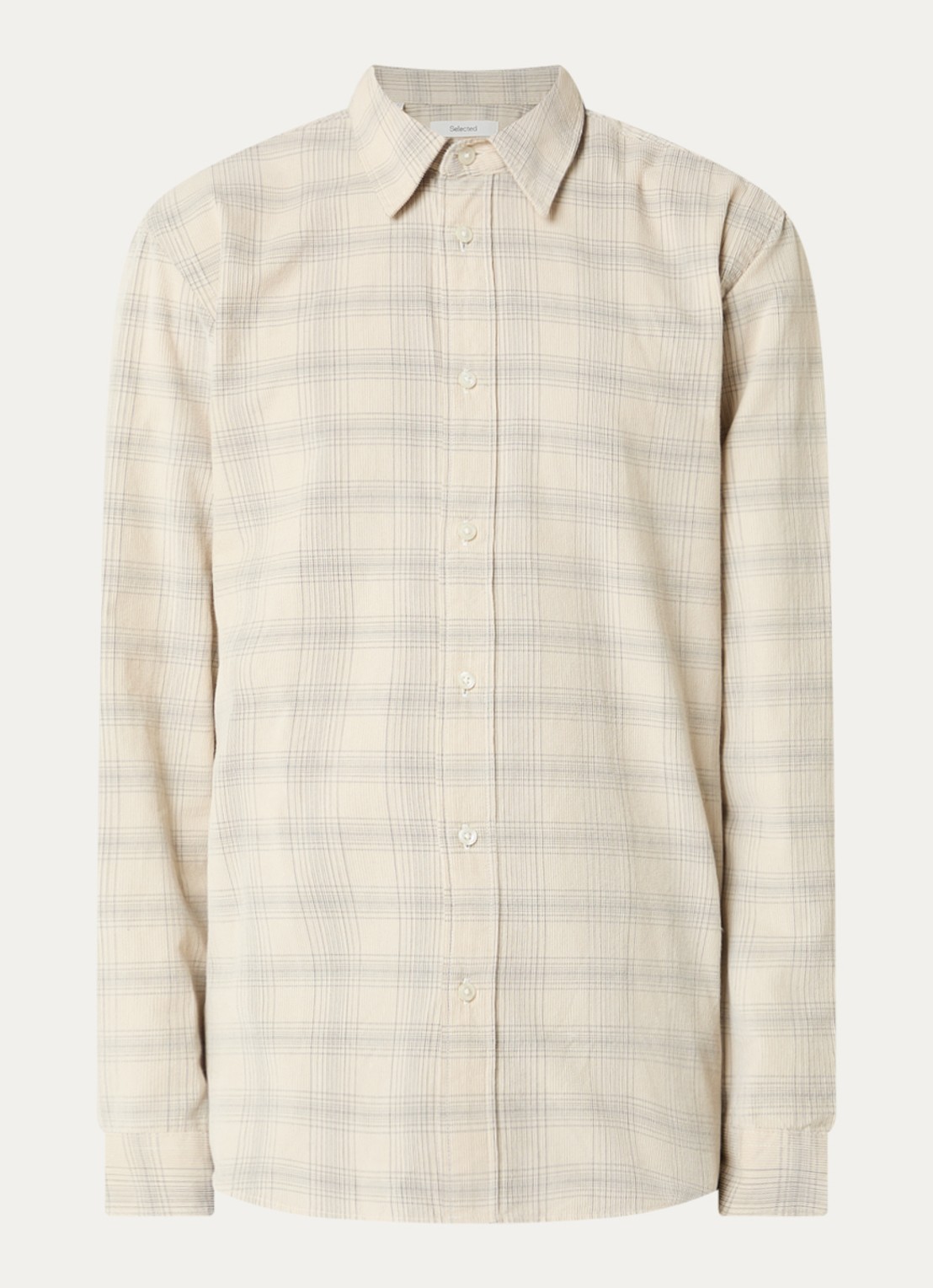 Selected Regular fit overhemd met ruitdessin - voorkant 2 naturel