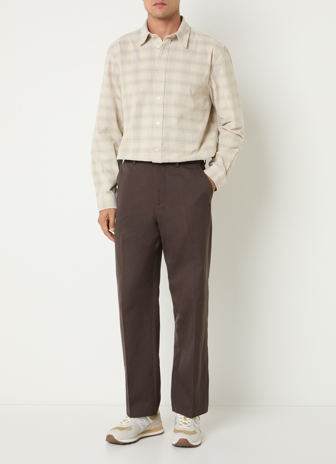 Selected Regular fit overhemd met ruitdessin - voorkant 3 naturel