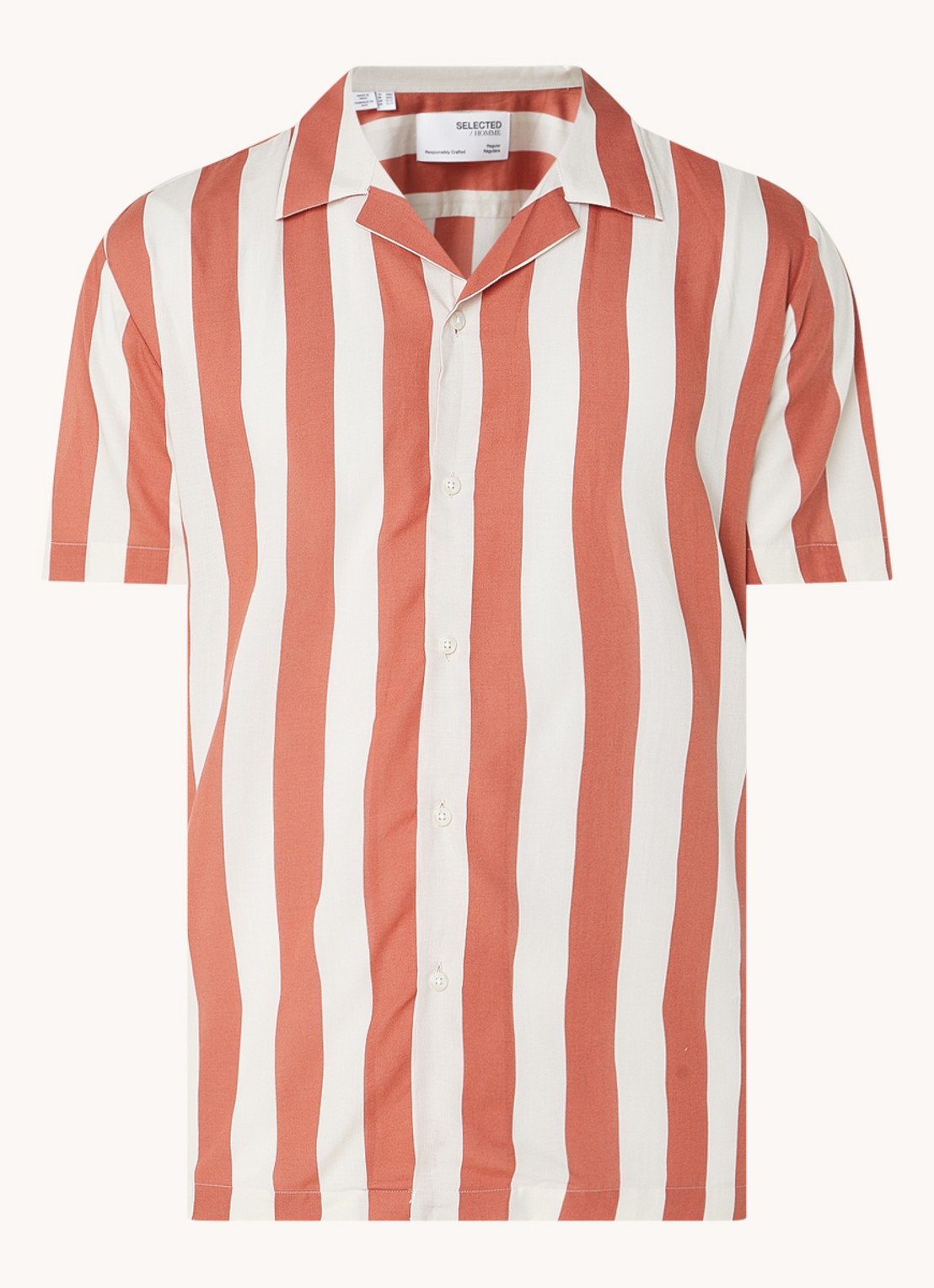Selected Regular fit overhemd met streepprint - voorkant steenrood
