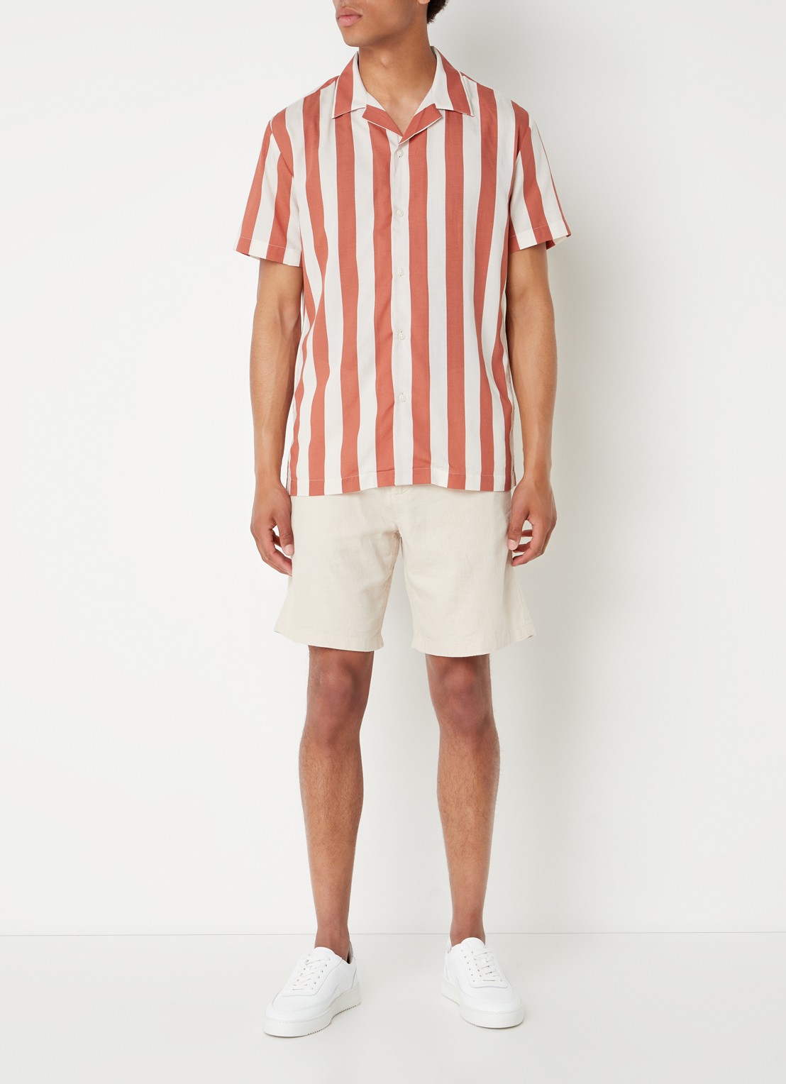 Selected Regular fit overhemd met streepprint - voorkant 2 steenrood