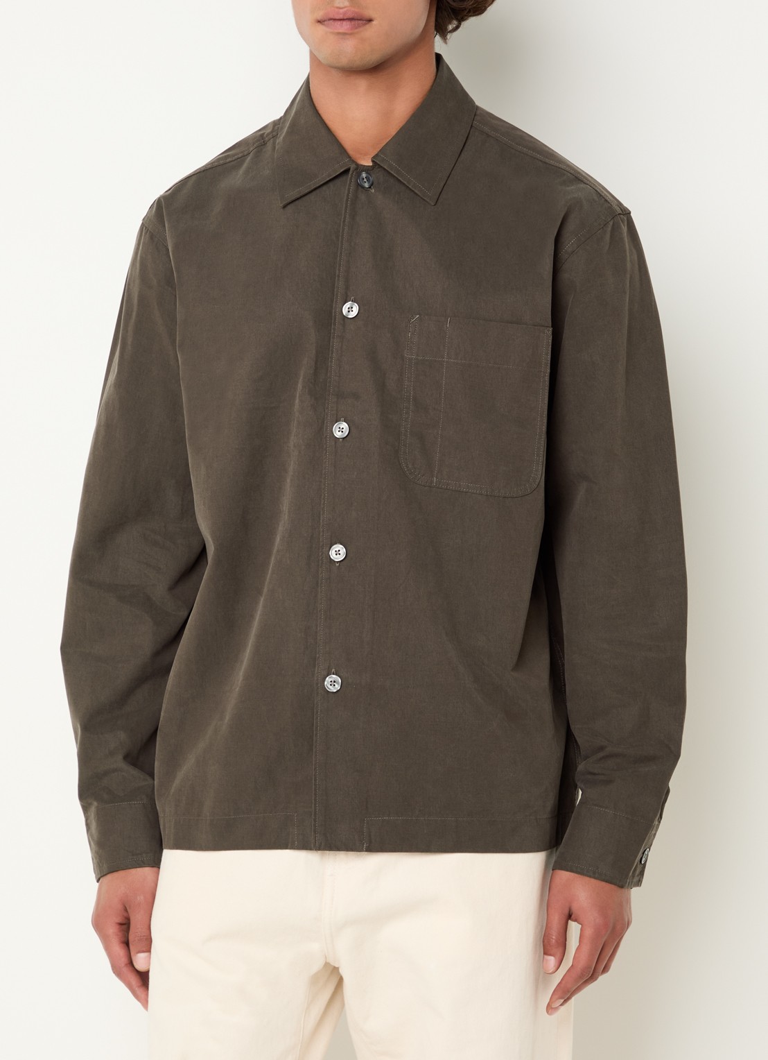 Selected Regular fit overshirt met borstzak - detail 4 bronsgroen