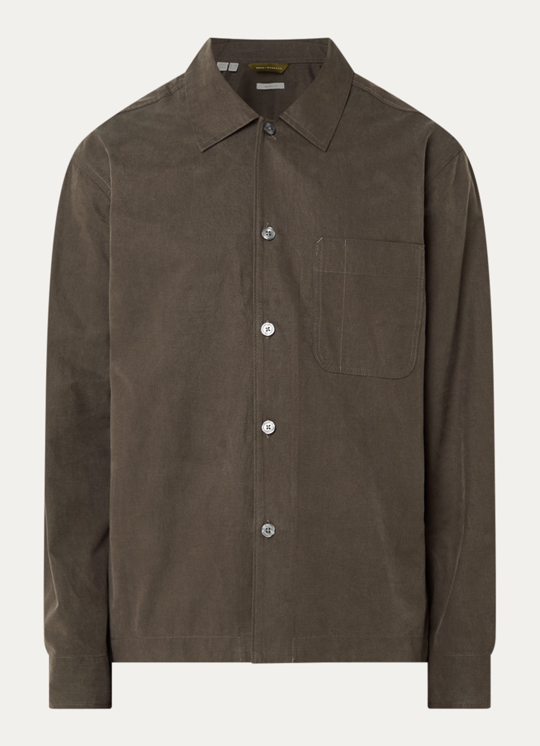 Selected Regular fit overshirt met borstzak - voorkant bronsgroen