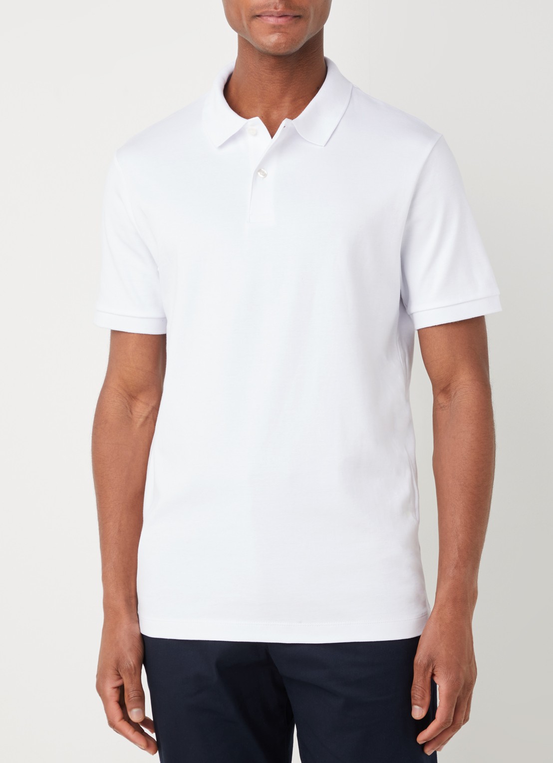 Selected Regular fit polo van  katoen - detail 3 wit