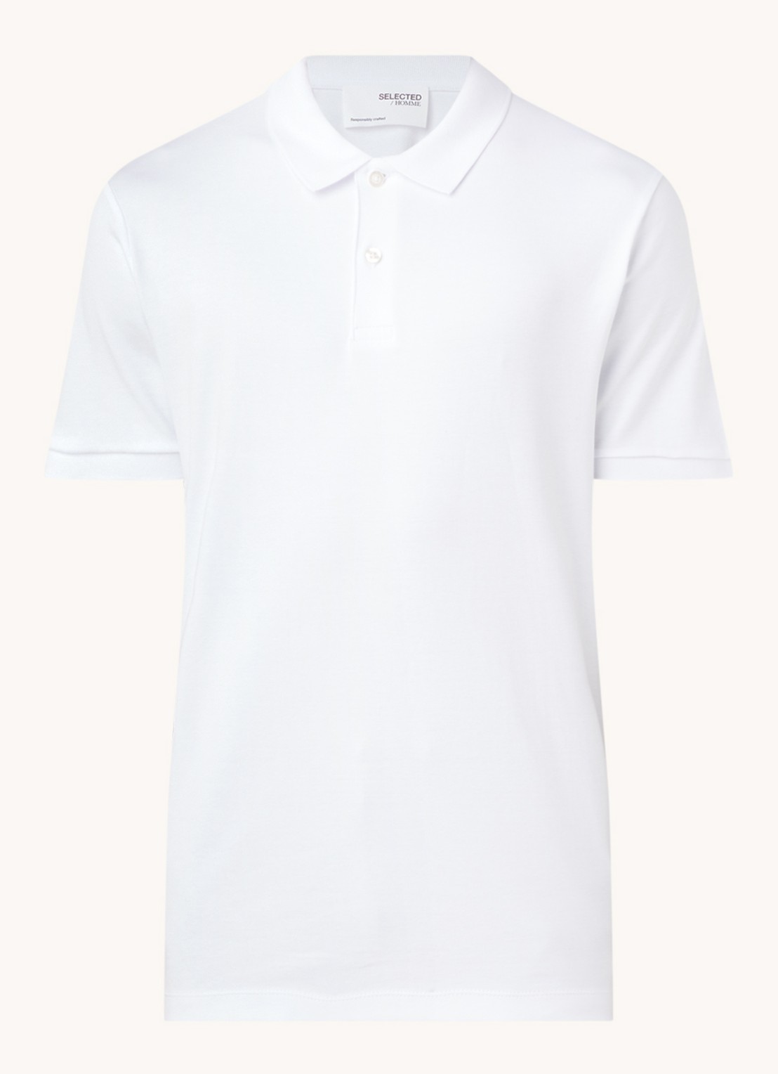Selected Regular fit polo van  katoen - voorkant wit
