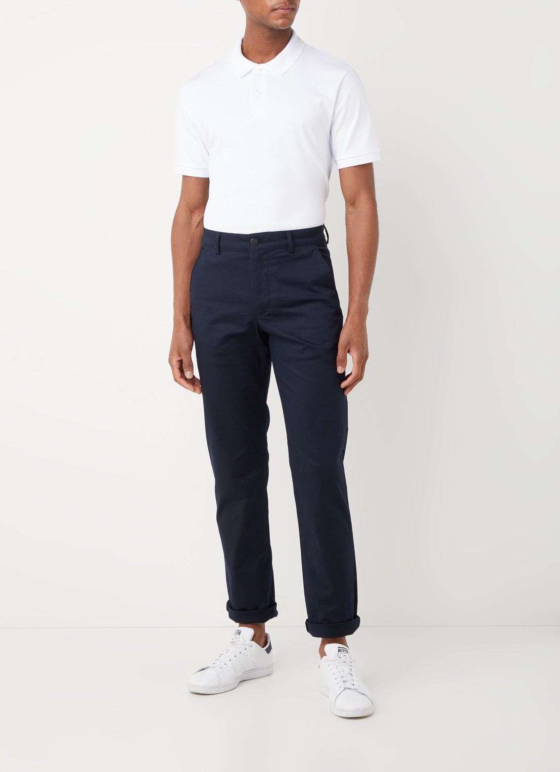 Selected Regular fit polo van  katoen - voorkant 2 wit