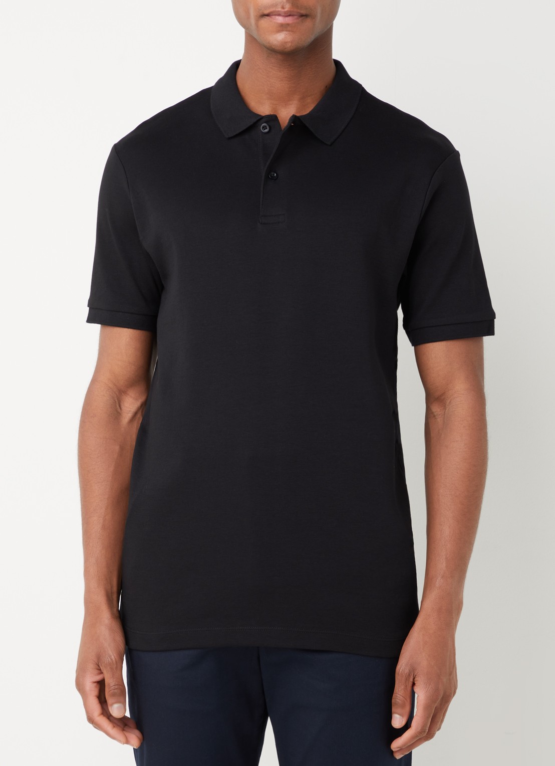 Selected Regular fit polo van  katoen - detail 3 zwart