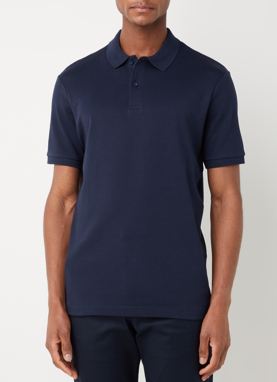 Selected Regular fit polo van  katoen - detail blauw