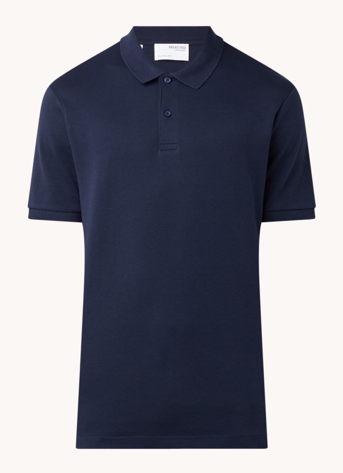 Selected Regular fit polo van  katoen - voorkant 3 blauw