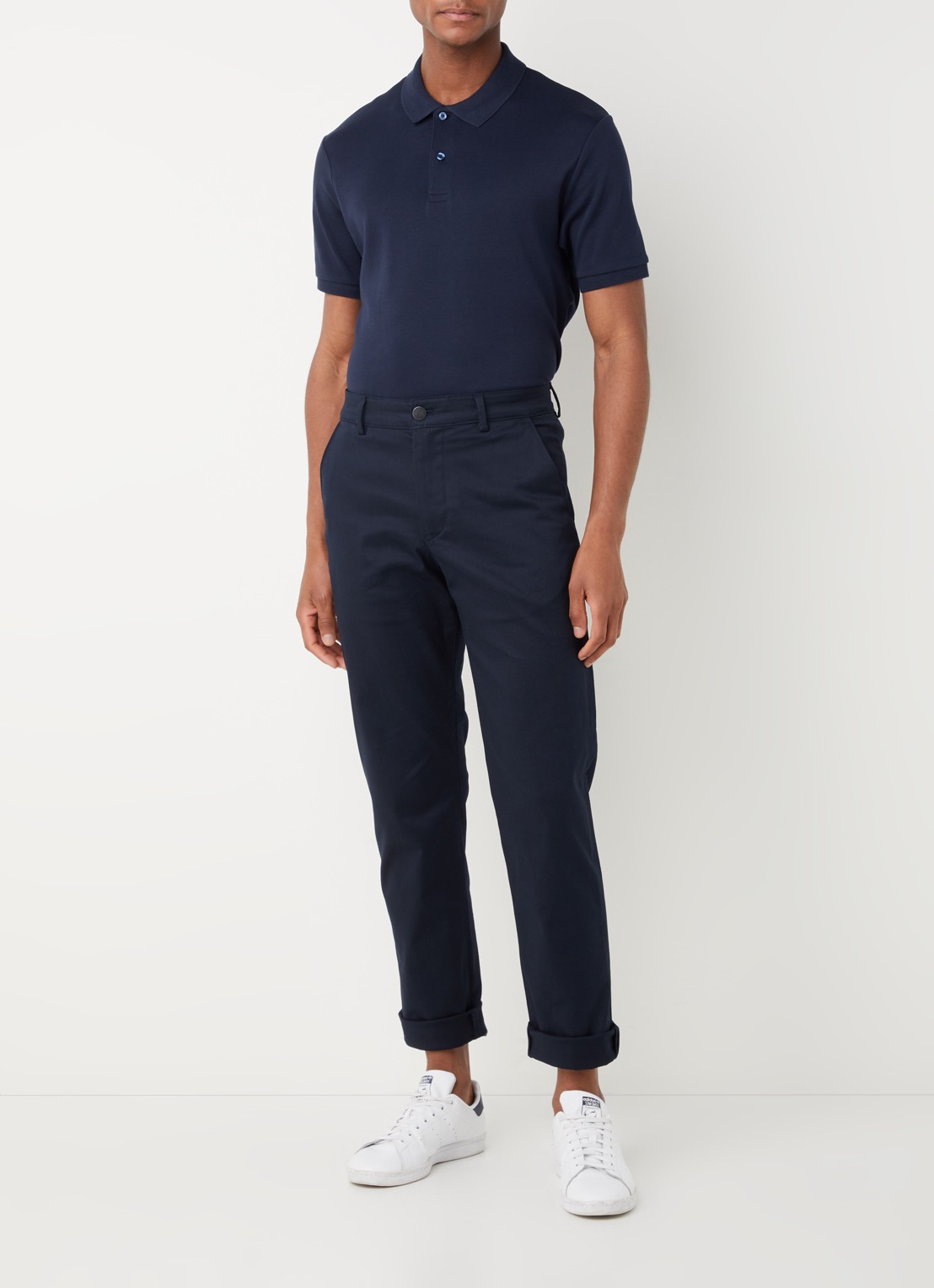 Selected Regular fit polo van  katoen - voorkant 4 blauw