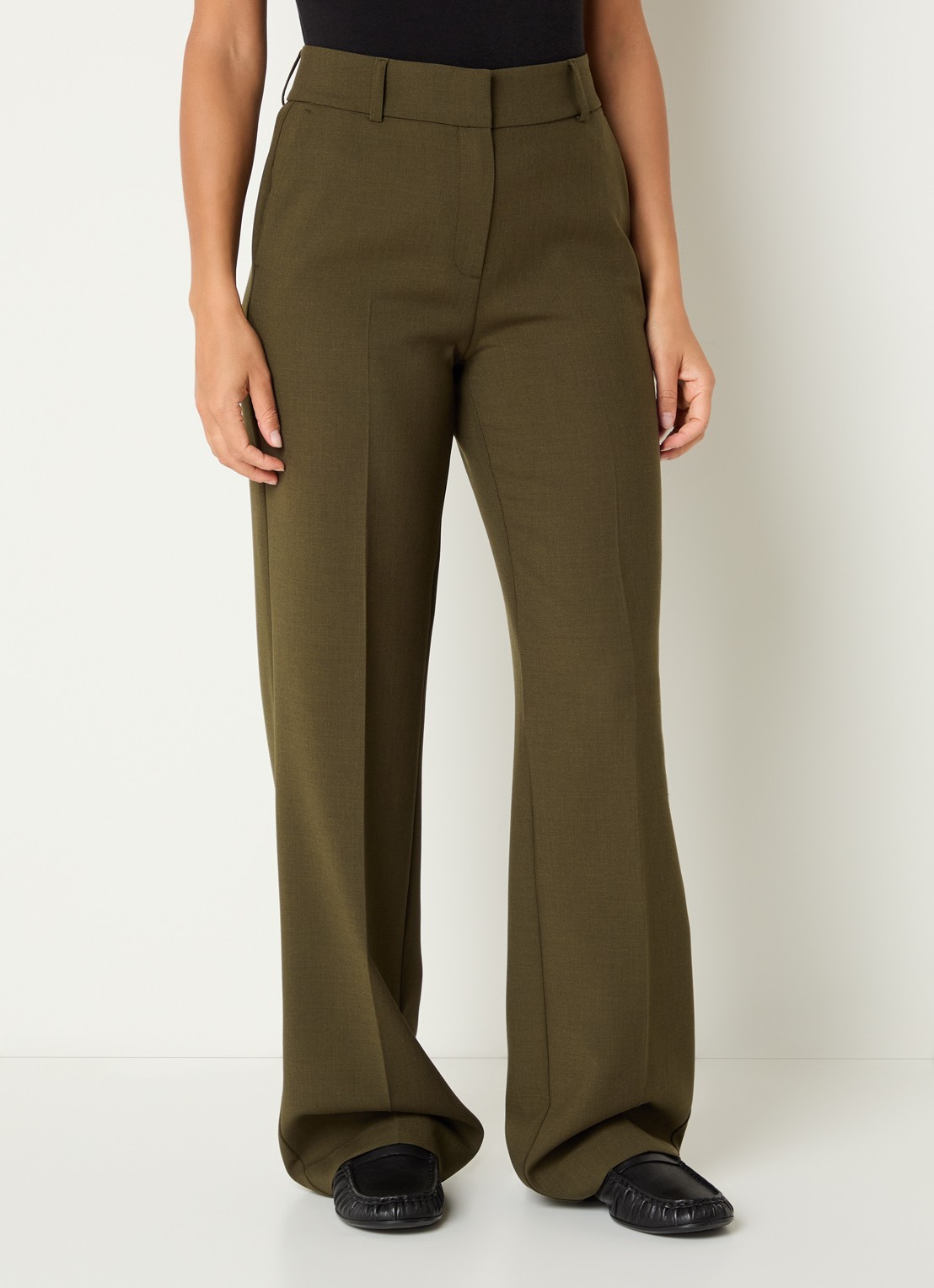 Selected Rita high waist straight fit pantalon met steekzakken - detail 4 mosgroen