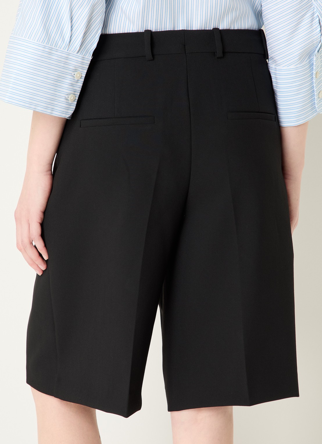 Selected Rita high waist wide fit korte pantalon met steekzakken - achterkant 2 zwart