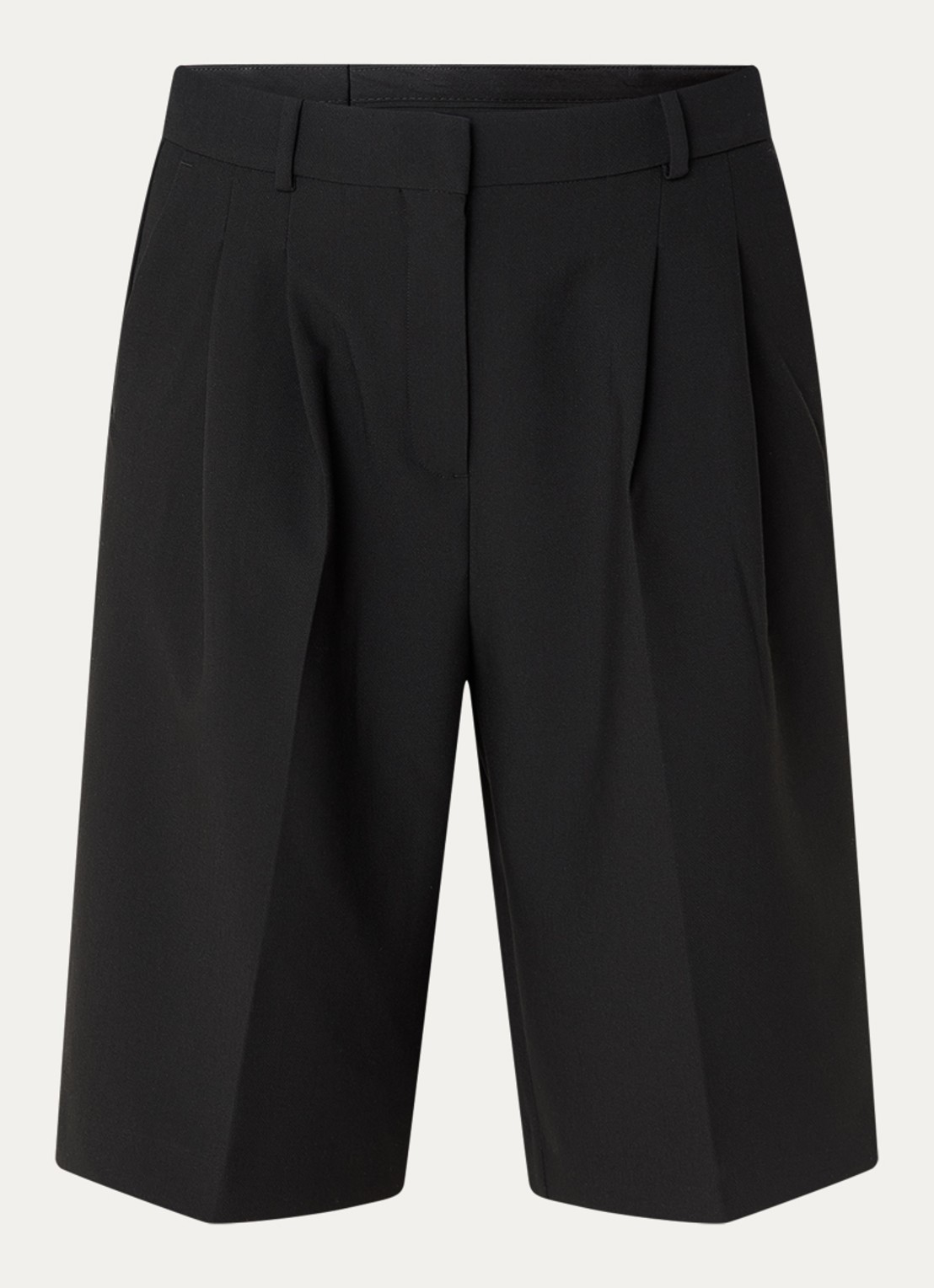 Selected Rita high waist wide fit korte pantalon met steekzakken - voorkant 3 zwart