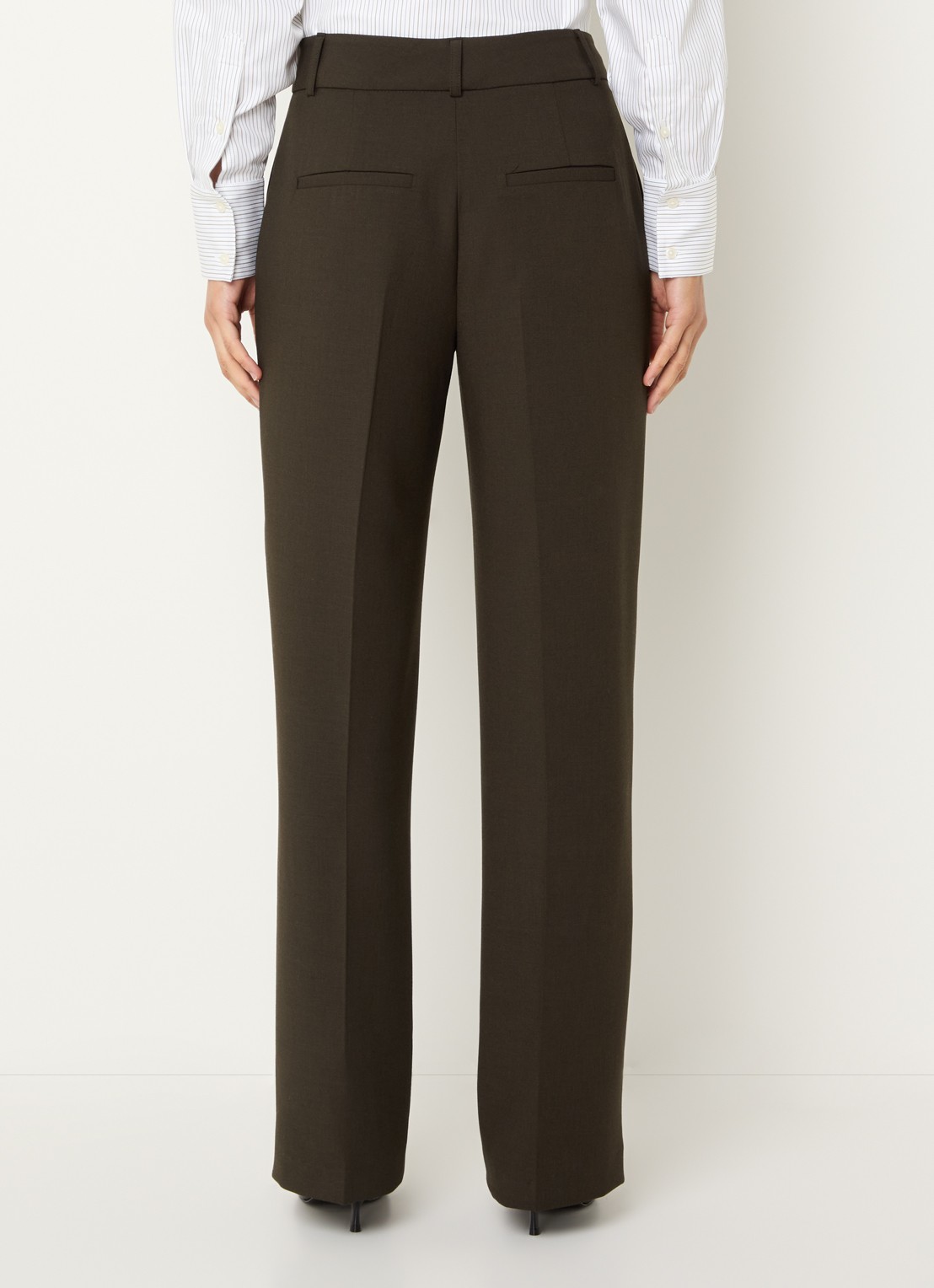 Selected Rita straight fit broek met steekzakken - achterkant 2 donkerbruin