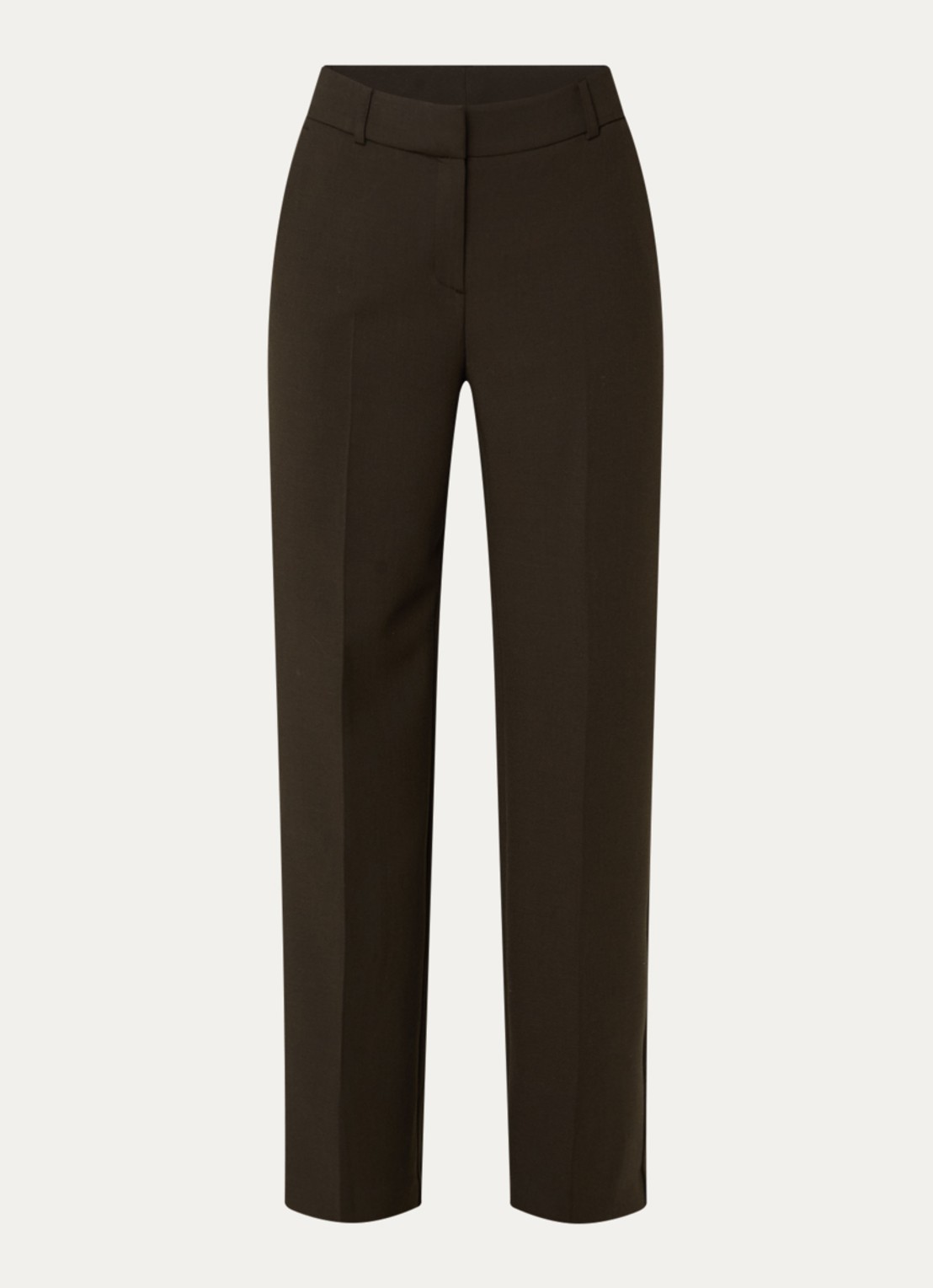 Selected Rita straight fit broek met steekzakken - voorkant 3 donkerbruin