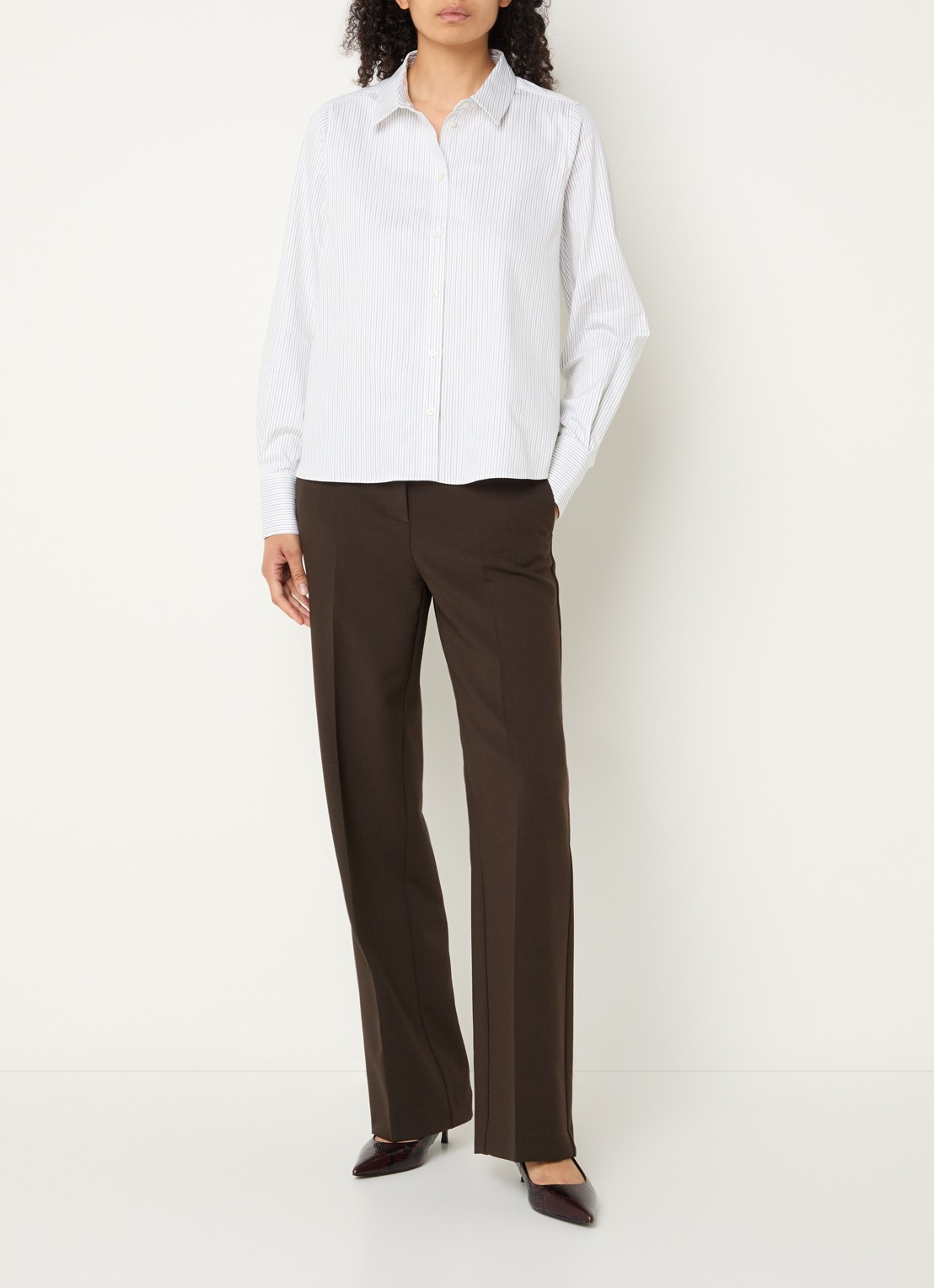 Selected Romie blouse met streepprint - voorkant 2 wit